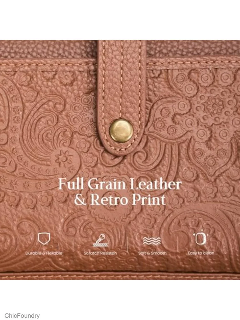 Genuine Leather Wristlet Wallet Crossbody Bag with RFID Blocking